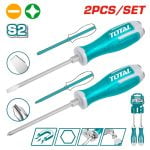Total - 2-Delige Schroevendraaier set - 1x Kruiskop schroevendraaier & 1x Sleufkop schroevendraaier