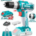 Total - Accu Schroef Klopboormachine Lithium ion 2,0Ah 20V 0-1500rpm 45NM Inclusief 2x accu 1x lader