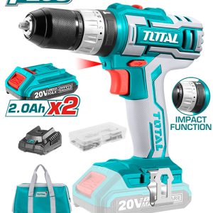 Total - Accu Schroef Klopboormachine Lithium ion 2,0Ah 20V 0-1500rpm 45NM Inclusief 2x accu 1x lader