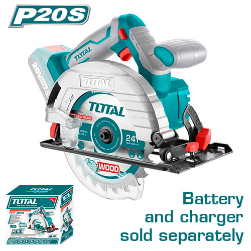 Total - Cirkelzaag 165mm - Lithium ion - 4600rpm - 45° t/m 38mm - 90° t/m 55mm - Losse body