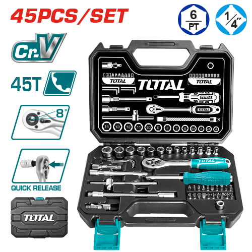 Total - Doppenset 1/4'' - 45 delig