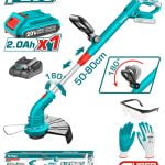 Total - Grastrimmer - Lithium ion 2,0ah 20V - Incl. 1x accu, 1x lader & 2x PBM