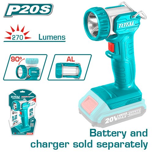 Total - LED Werklamp - Looplamp - Lithium ion 20V - 5W - 270 lumen - Losse body